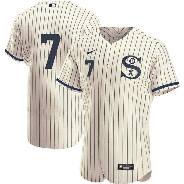 Men Chicago White Sox #7 No Name Cream stripe Dream version Elite Nike 2021 MLB Jerseys->chicago white sox->MLB Jersey
